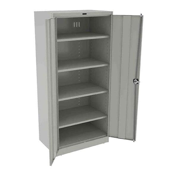 Tennsco - 5 Shelf Locking Storage Cabinet - Steel, 36" Wide x 24" Deep x 78" High, Light Gray - Industrial Tool & Supply
