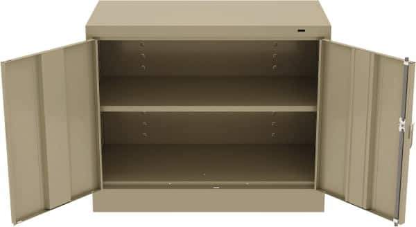 Tennsco - 2 Shelf Locking Storage Cabinet - Steel, 36" Wide x 18" Deep x 30" High, Sand - Industrial Tool & Supply