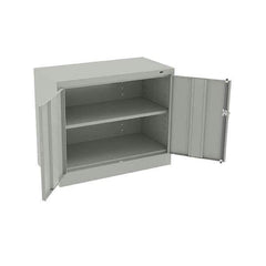 Tennsco - 2 Shelf Locking Storage Cabinet - Steel, 36" Wide x 18" Deep x 30" High, Light Gray - Industrial Tool & Supply