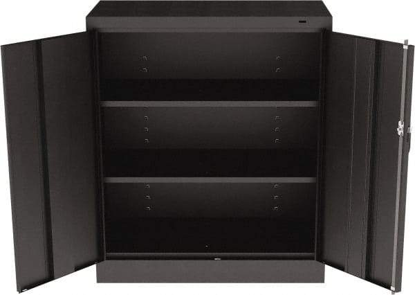 Tennsco - 3 Shelf Locking Storage Cabinet - Steel, 36" Wide x 18" Deep x 42" High, Black - Industrial Tool & Supply