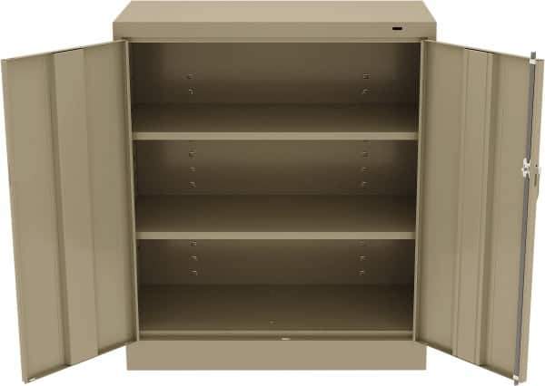 Tennsco - 3 Shelf Locking Storage Cabinet - Steel, 36" Wide x 18" Deep x 42" High, Sand - Industrial Tool & Supply