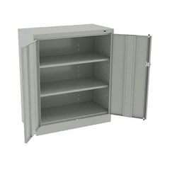 Tennsco - 3 Shelf Locking Storage Cabinet - Steel, 36" Wide x 18" Deep x 42" High, Light Gray - Industrial Tool & Supply