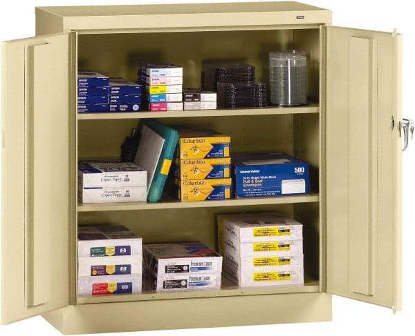 Tennsco - 3 Shelf Locking Storage Cabinet - Steel, 36" Wide x 18" Deep x 42" High, Medium Gray - Industrial Tool & Supply