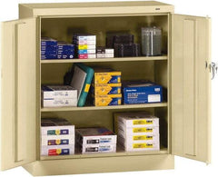 Tennsco - 3 Shelf Locking Storage Cabinet - Steel, 36" Wide x 18" Deep x 42" High, Medium Gray - Industrial Tool & Supply