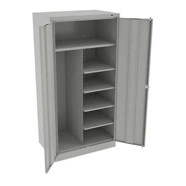 Tennsco - 6 Shelf Combination Storage Cabinet - Steel, 36" Wide x 24" Deep x 72" High, Light Gray - Industrial Tool & Supply