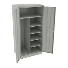 Tennsco - 6 Shelf Combination Storage Cabinet - Steel, 36" Wide x 24" Deep x 72" High, Light Gray - Industrial Tool & Supply