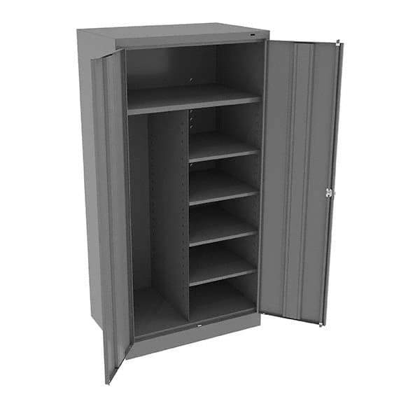 Tennsco - 6 Shelf Combination Storage Cabinet - Steel, 36" Wide x 24" Deep x 72" High, Medium Gray - Industrial Tool & Supply
