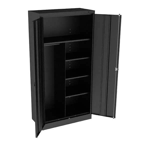 Tennsco - 6 Shelf Combination Storage Cabinet - Steel, 36" Wide x 18" Deep x 72" High, Black - Industrial Tool & Supply