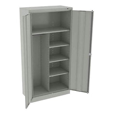 Tennsco - 6 Shelf Combination Storage Cabinet - Steel, 36" Wide x 18" Deep x 72" High, Light Gray - Industrial Tool & Supply
