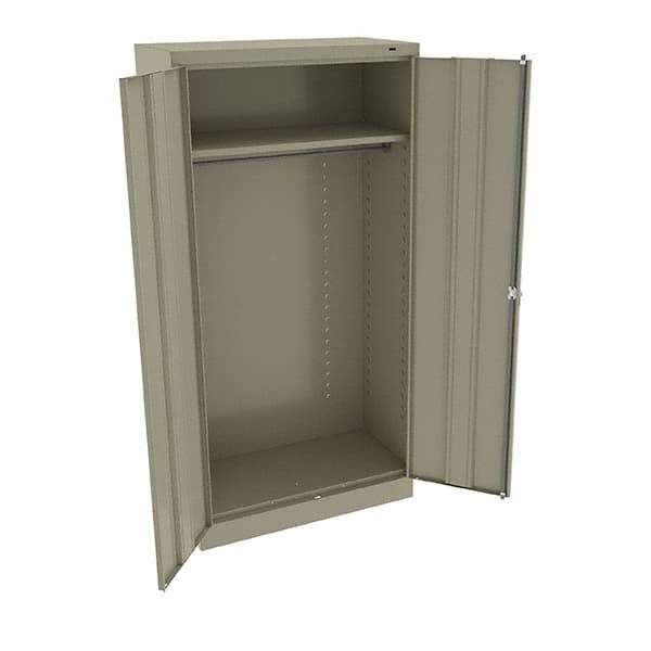 Tennsco - 2 Shelf Wardrobe Storage Cabinet - Steel, 36" Wide x 18" Deep x 72" High, Sand - Industrial Tool & Supply