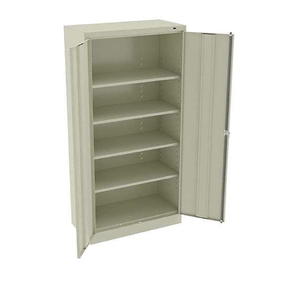 Tennsco - 5 Shelf Locking Storage Cabinet - Steel, 36" Wide x 18" Deep x 72" High, Champagne/Putty - Industrial Tool & Supply