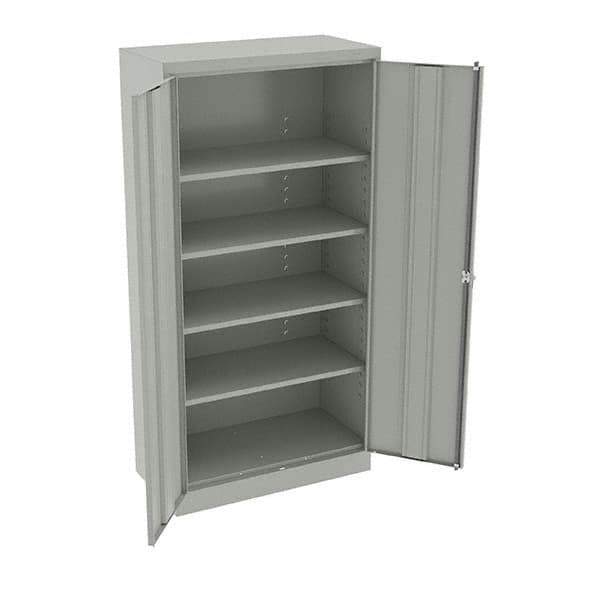 Tennsco - 5 Shelf Locking Storage Cabinet - Steel, 36" Wide x 18" Deep x 72" High, Light Gray - Industrial Tool & Supply