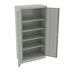Tennsco - 5 Shelf Locking Storage Cabinet - Steel, 36" Wide x 18" Deep x 72" High, Light Gray - Industrial Tool & Supply