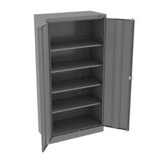 Tennsco - 5 Shelf Locking Storage Cabinet - Steel, 36" Wide x 18" Deep x 72" High, Medium Gray - Industrial Tool & Supply