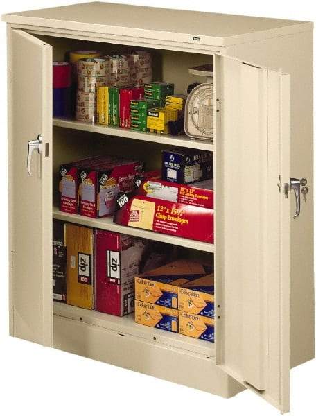 Tennsco - 3 Shelf Locking Storage Cabinet - Steel, 36" Wide x 24" Deep x 42" High, Champagne/Putty - Industrial Tool & Supply