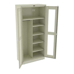 Tennsco - 6 Shelf Combination Storage Cabinet - Steel, 36" Wide x 18" Deep x 78" High, Champagne/Putty - Industrial Tool & Supply