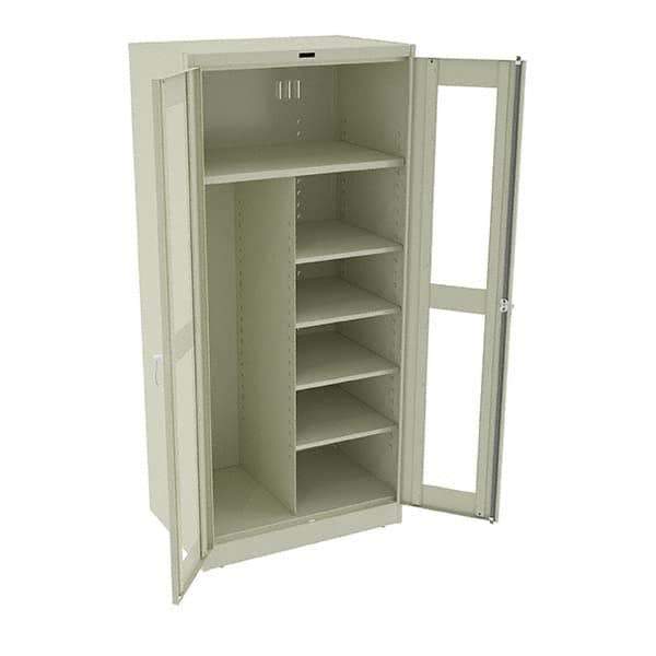 Tennsco - 6 Shelf Combination Storage Cabinet - Steel, 36" Wide x 24" Deep x 78" High, Champagne/Putty - Industrial Tool & Supply