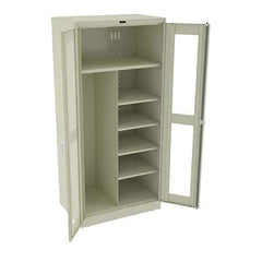 Tennsco - 6 Shelf Combination Storage Cabinet - Steel, 36" Wide x 24" Deep x 78" High, Champagne/Putty - Industrial Tool & Supply