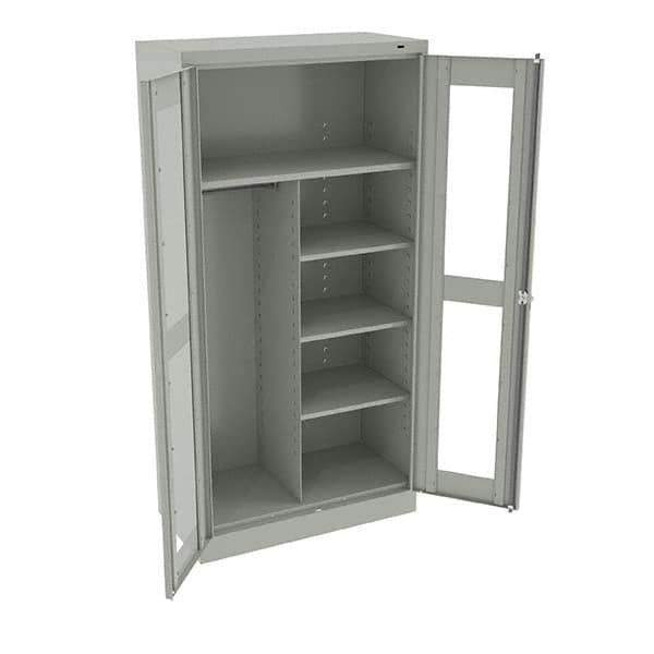 Tennsco - 6 Shelf Combination Storage Cabinet - Steel, 36" Wide x 18" Deep x 72" High, Light Gray - Industrial Tool & Supply