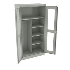 Tennsco - 6 Shelf Combination Storage Cabinet - Steel, 36" Wide x 18" Deep x 72" High, Light Gray - Industrial Tool & Supply