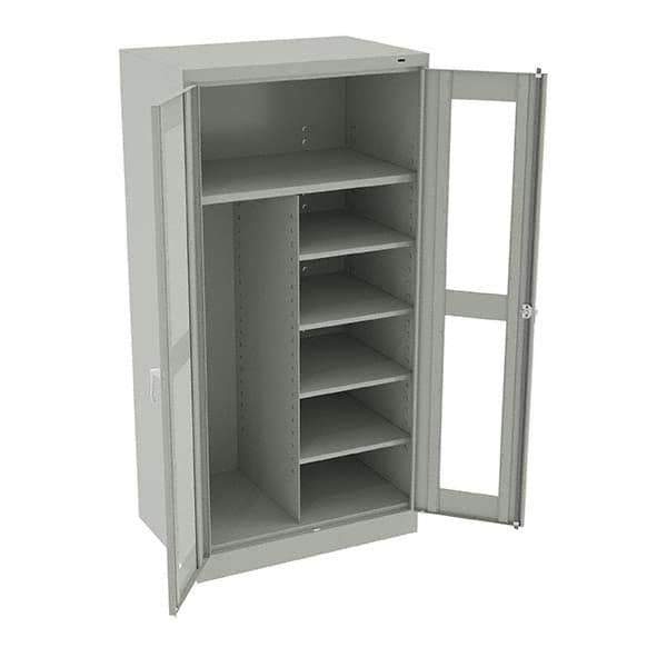 Tennsco - 6 Shelf Combination Storage Cabinet - Steel, 36" Wide x 24" Deep x 72" High, Light Gray - Industrial Tool & Supply