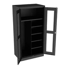 Tennsco - 6 Shelf Combination Storage Cabinet - Steel, 36" Wide x 24" Deep x 72" High, Black - Industrial Tool & Supply