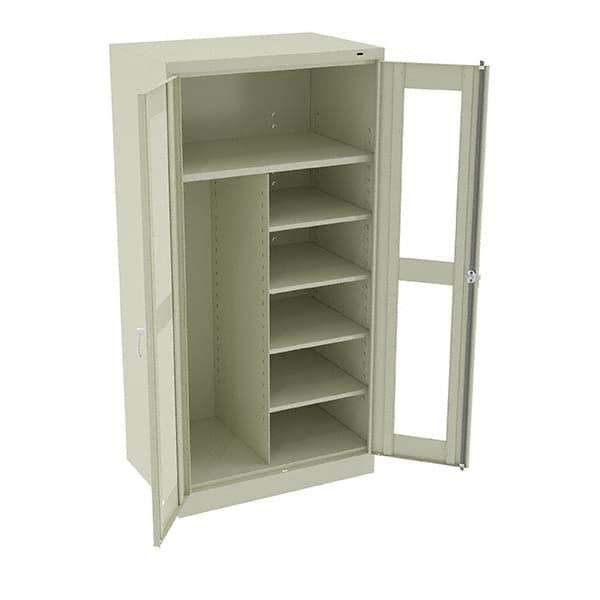 Tennsco - 6 Shelf Combination Storage Cabinet - Steel, 36" Wide x 24" Deep x 72" High, Champagne/Putty - Industrial Tool & Supply