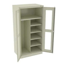 Tennsco - 6 Shelf Combination Storage Cabinet - Steel, 36" Wide x 24" Deep x 72" High, Champagne/Putty - Industrial Tool & Supply