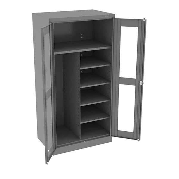 Tennsco - 6 Shelf Combination Storage Cabinet - Steel, 36" Wide x 24" Deep x 72" High, Medium Gray - Industrial Tool & Supply