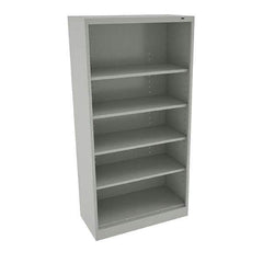 Tennsco - 5 Shelf, 150 Lb. Capacity, Closed Shelving Storage Cabinets and Lockers - 36 Inch Wide x 18 Inch Deep x 72 Inch High, Light Gray - Industrial Tool & Supply
