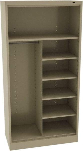 Tennsco - 5 Shelf, 150 Lb. Capacity, Closed Shelving Storage Cabinets and Lockers - 36 Inch Wide x 18 Inch Deep x 72 Inch High, Sand - Industrial Tool & Supply