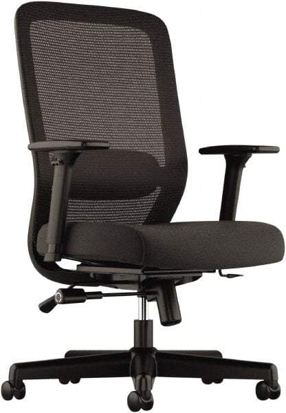 Basyx - 43" High Executive Chair - 25" Wide x 26-3/4" Deep, 100% Polyester Seat, Black - Industrial Tool & Supply