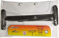Bondhus - T-Handle Hex Key Set - Hex Range 3/32 to 1/4", Protanium High Torque Steel - Industrial Tool & Supply