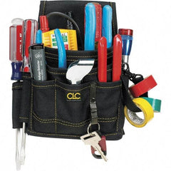 CLC - Electrician's Holster with 9 Pockets - Ballistic Polyester, Black, 7" Wide x 6" High x 2" Deep - Industrial Tool & Supply