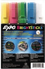 Expo - Blue, Green Pink, Yellow & White Bullet Point Wet Erase Markers - For Use with Black Marker Boards, Fluorescent Light Boards, Glass Boards & White Boards - Industrial Tool & Supply