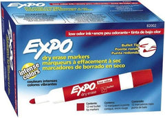 Expo - Red Low Odor Bullet Tip 12 Pack Dry Erase Markers - For Use with Dry Erase Marker Boards - Industrial Tool & Supply