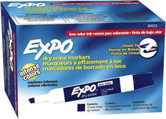 Expo - Blue Low Odor Chisel Tip 12 Pack Dry Erase Markers - For Use with Dry Erase Marker Boards - Industrial Tool & Supply