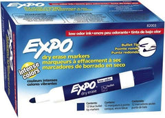 Expo - Blue Low Odor Bullet Tip 12 Pack Dry Erase Markers - For Use with Dry Erase Marker Boards - Industrial Tool & Supply