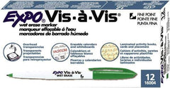 Expo - Green Fine Tip 12 Pack Wet Erase Markers - For Use with Dry Erase Marker Boards - Industrial Tool & Supply