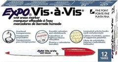 Expo - Red Fine Tip 12 Pack Wet Erase Markers - For Use with Dry Erase Marker Boards - Industrial Tool & Supply