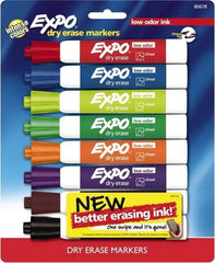 Expo - Black, Blue, Brown, Green, Orange, Pink, Purple & Red Low Odor Chisel Tip 8 Pack Dry Erase Markers - For Use with Dry Erase Marker Boards - Industrial Tool & Supply