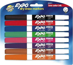 Expo - Black, Blue, Brown, Green, Orange, Pink, Purple & Red Low Odor Fine Tip 8 Pack Dry Erase Markers - For Use with Dry Erase Marker Boards - Industrial Tool & Supply