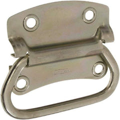 National Mfg. - 3-1/2" Wide Plate x 2-39/50" High Plate, 2-3/4" Bail ID, #0, Steel Chest Handle - #6 Screw, 4.23" Wide x 3.53" High, 0.28" Mounting Hole Diam, Zinc Plated, 4 Holes - Industrial Tool & Supply