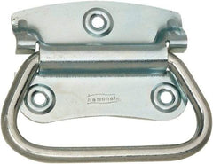 National Mfg. - 2-3/4" Wide Plate x 2" High Plate, 2" Bail ID, #0, Steel Chest Handle - #6 Screw, 3.35" Wide x 2.74" High, 0.165" Mounting Hole Diam, Zinc Plated, 4 Holes - Industrial Tool & Supply