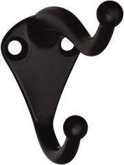National Mfg. - 1" Wide x 2" High x 0.11" Thick, Double Coat & Hat Hook - 2-3/4" Projection, Oil Rubbed Bronze - Industrial Tool & Supply