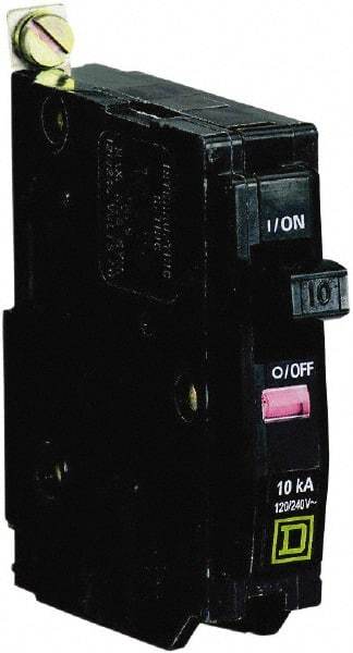 Square D - 10 Amp, 240 VAC, 1 Pole, Bolt On Miniature Circuit Breaker - 14-8 AWG - Industrial Tool & Supply