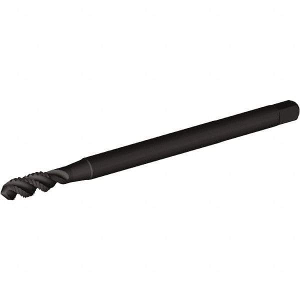 Kennametal - #6-32 UNC 2 Flute H3 Oxide Finish High Speed Steel Spiral Flute Extension Tap - Modified Bottoming Chamfer, 6" OAL, 2B Class of Fit, Series T830 - Exact Industrial Supply