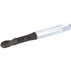 Kennametal - M5x0.80 Metric Coarse, 2 Flute, TiN/CrC/C Finish, Vanadium High Speed Steel Spiral Point Tap - Plug Chamfer, Right Hand Thread, 70mm OAL, 0.47" Thread Length, 4.93mm Shank Diam, 6H Class of Fit, Series T672 - Exact Industrial Supply