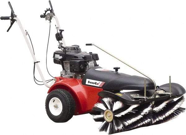 Trynex - 40" Sweeping Width, Single Brush Rotary Sweeper - Self Propelled, Rubber Wheels, Polypropylene Bristles - Industrial Tool & Supply