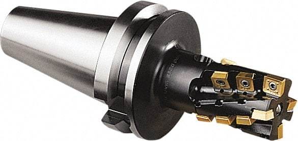 Seco - 50mm Cut Diam, 77mm Max Depth of Cut, 250mm OAL, Indexable Square Shoulder Helical End Mill - BT50 Taper Shank, 90° Lead Angle, Series Turbo - Industrial Tool & Supply